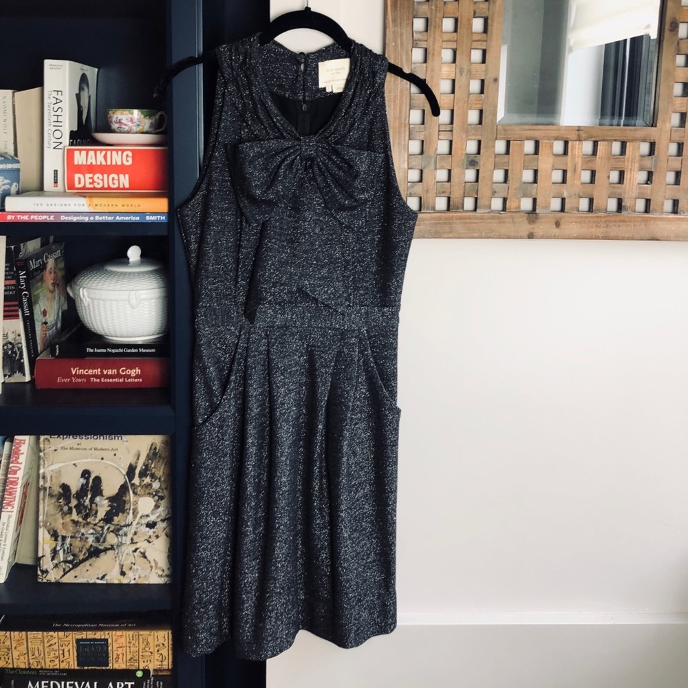 KATE SPADE Sparkle Metallic Wool Bow Party Dress 0